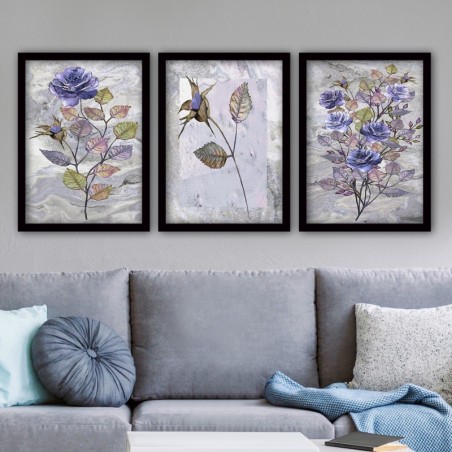 Cuadro decorativo enmarcado 3SC68 multicolor 35x45 cm (3 piezas)