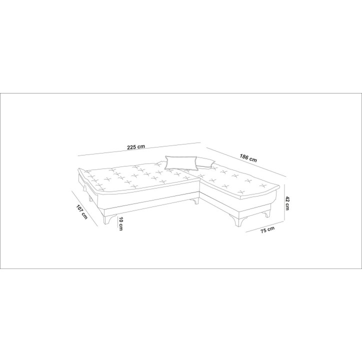 Sofá cama rinconera Kelebek derecho Antracita