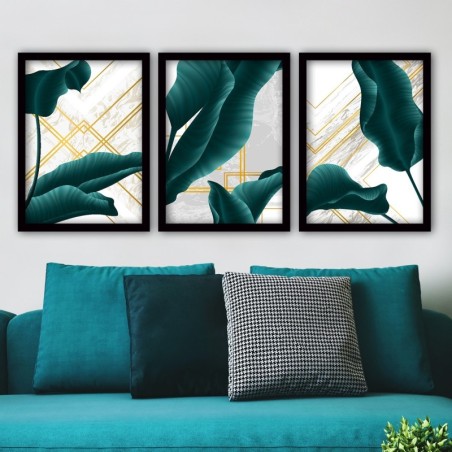 Cuadro decorativo enmarcado 3SC74 multicolor 35x45 cm (3 piezas)