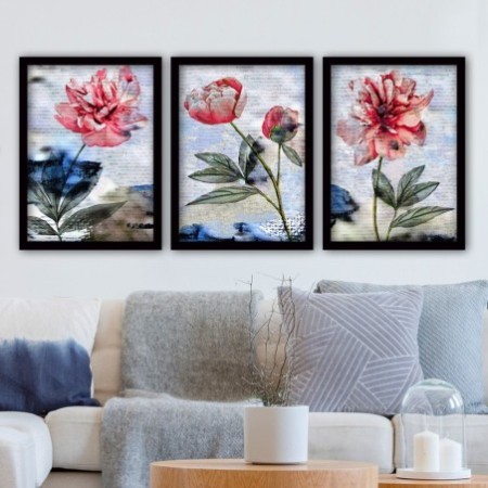 Cuadro decorativo enmarcado 3SC84 multicolor 35x45 cm (3 piezas)