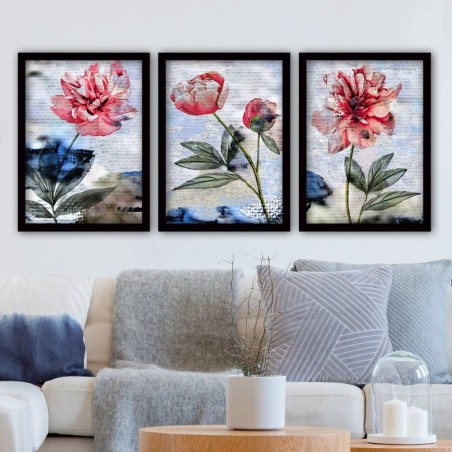 Cuadro decorativo enmarcado 3SC84 multicolor 35x45 cm (3 piezas)