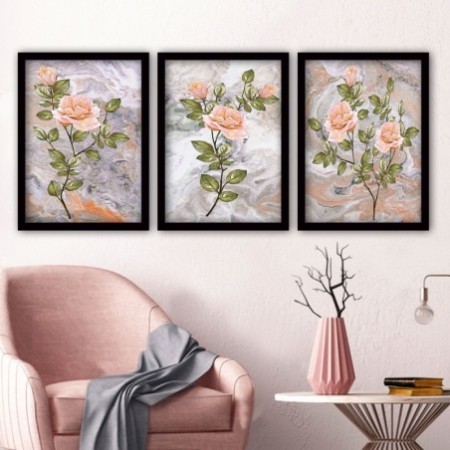 Cuadro decorativo enmarcado 3SC90 multicolor 35x45 cm (3 piezas)