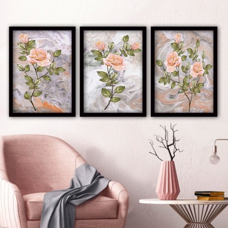 Cuadro decorativo enmarcado 3SC90 multicolor 35x45 cm (3 piezas)
