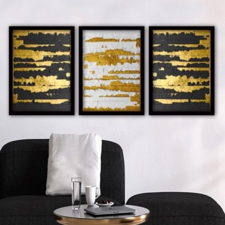 Cuadro decorativo enmarcado 3SC97 multicolor 35x45 cm (3 piezas)