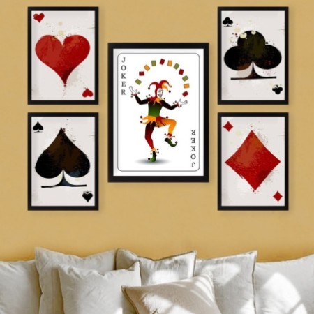 Cuadro decorativo enmarcado SET_065 multicolor 24x29 cm (4 piezas) 34x44 cm (1 pieza)