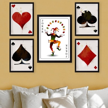 Cuadro decorativo enmarcado SET_065 multicolor 24x29 cm (4 piezas) 34x44 cm (1 pieza)