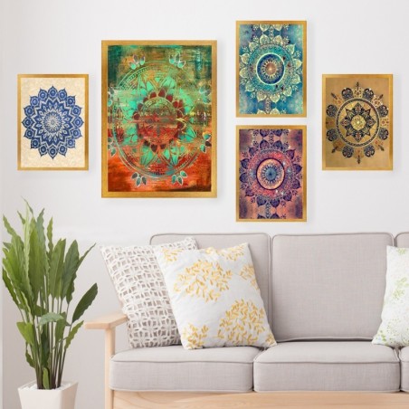 Cuadro decorativo enmarcado SET_144 multicolor 24x29 cm (4 piezas) 34x44 cm (1 pieza)