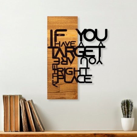 Decoración pared de madera If You Have Target nogal claro negro 35x3x50 cm