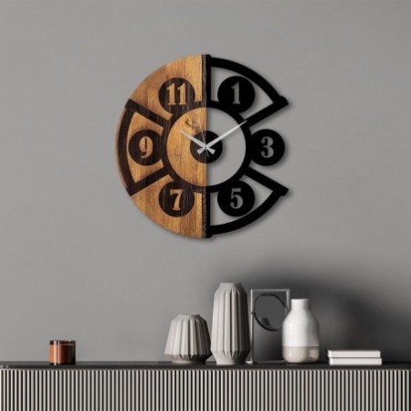 Reloj de pared madera Pizza Slice nogal negro 56x3x56 cm