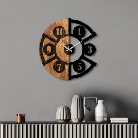 Reloj de pared madera Pizza Slice nogal negro 56x3x56 cm