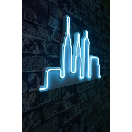 Iluminación LED decorativa de plástico City Skyline azul 32x61x2 cm