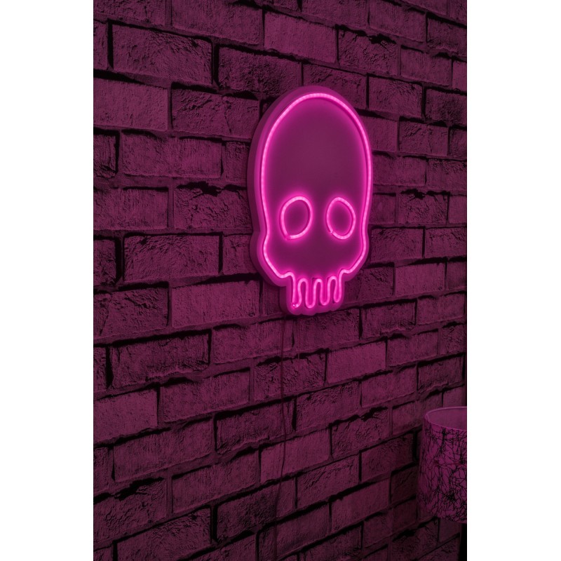 Iluminación LED decorativa de plástico Skull rosa 28x35x2 cm