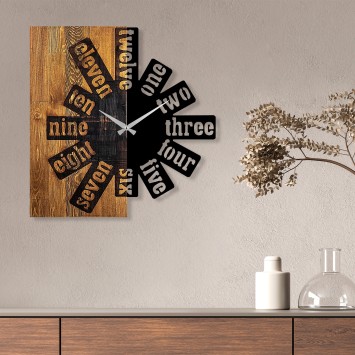 Reloj de pared madera Modelo 40 nogal claro negro 56x3x58 cm