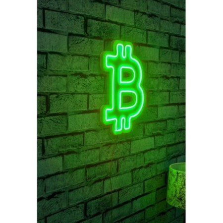 Iluminación LED decorativa de plástico Bitcoin verde 16x35x2 cm