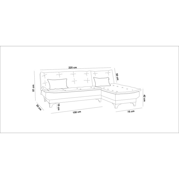 Sofá cama rinconera Kelebek derecho Verde mar