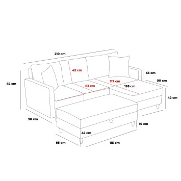 Sofá rinconera Eva derecho Crema - 825BLC2785