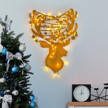 Decoración pared de metal XMASGOLD-26 oro 52x70 cm