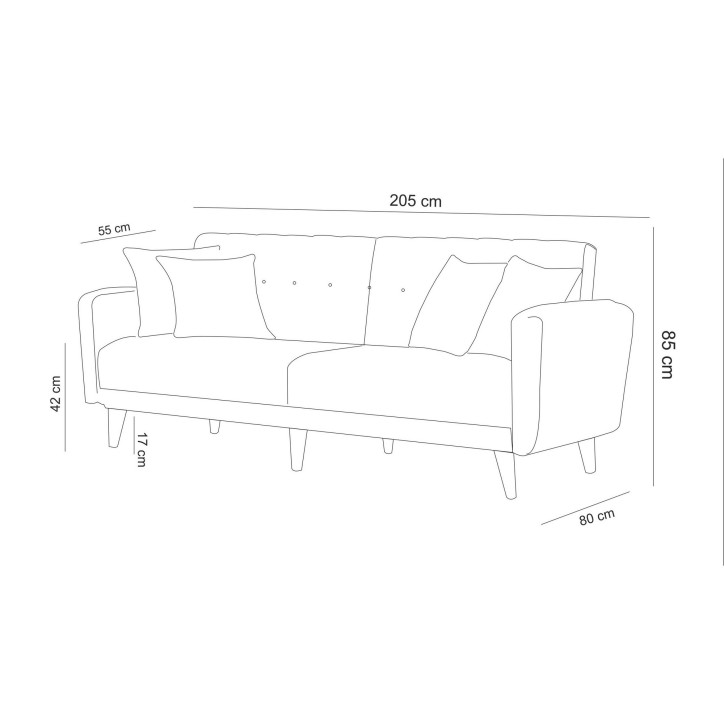 Set sofá cama sillón Aria TKM7-S 1070 Verde