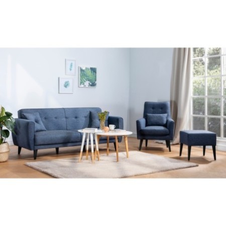 Set sofá cama sillón Aria TAKIM6-S 1048 Azul marino