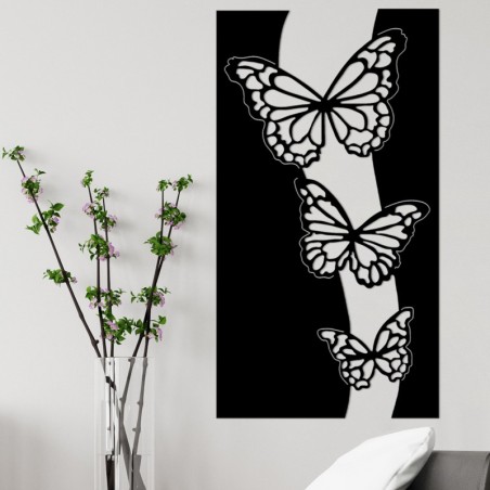 Decoración pared de metal Butterfly 5 negro 78x0.15x43 cm