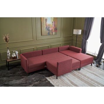 Sofá cama rinconera Eris Rojo burdeos - 825BLC2532