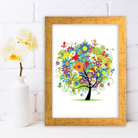 Pintura decorativa enmarcada MDF AC1045095 multicolor 24x29 cm