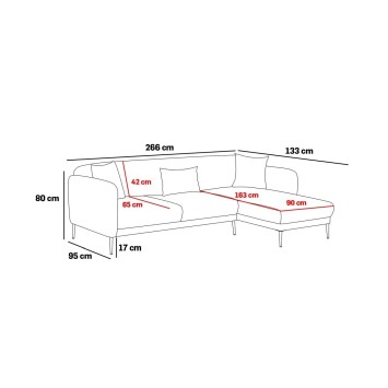 Sofá cama rinconera Simena derecho Oro gris - 825BLC2834