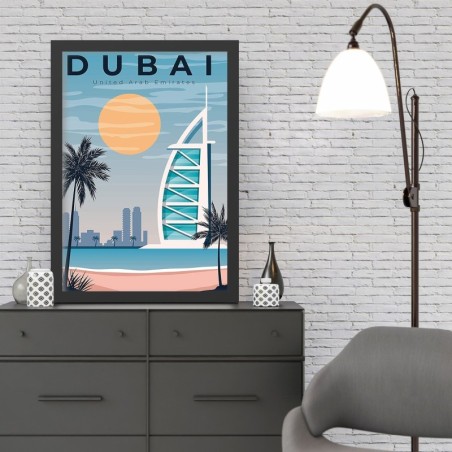 Pintura decorativa enmarcada MDF Dubai (40 x 55) multicolor 40x55 cm