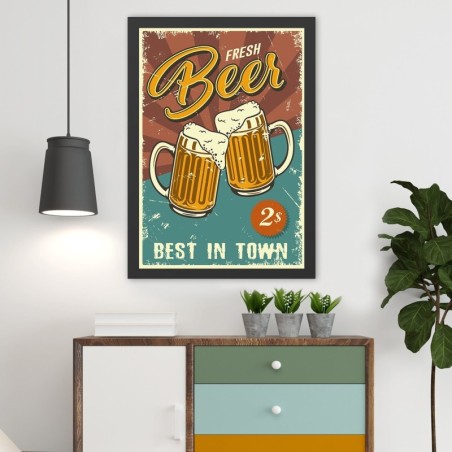 Pintura decorativa enmarcada MDF Fresh Beer (40 x 55) multicolor 40x55 cm