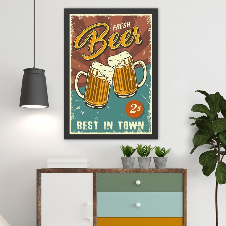 Pintura decorativa enmarcada MDF Fresh Beer (40 x 55) multicolor 40x55 cm Pintura decorativa enmarcada MDF Fresh Beer (40 x 55) multicolor 40x55 cm