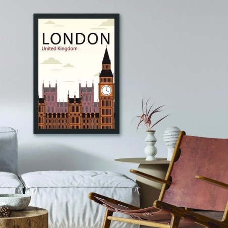 Pintura decorativa enmarcada MDF London 3 (40 x 55) multicolor 40x55 cm