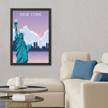 Pintura decorativa enmarcada MDF New York 2 (40 x 55) multicolor 40x55 cm