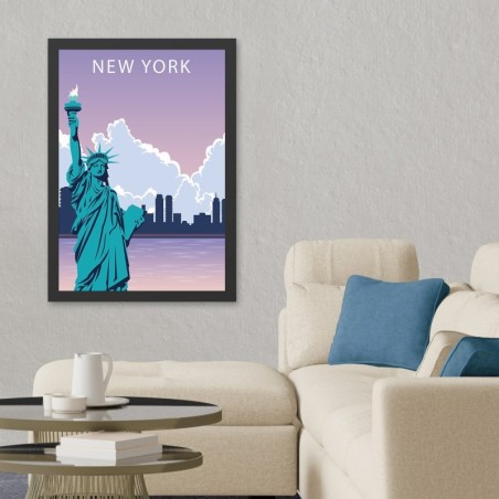 Pintura decorativa enmarcada MDF New York 2 (40 x 55) multicolor 40x55 cm