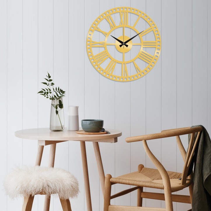 Reloj de pared metal Metal Wall Clock 10 oro 48x48 cm