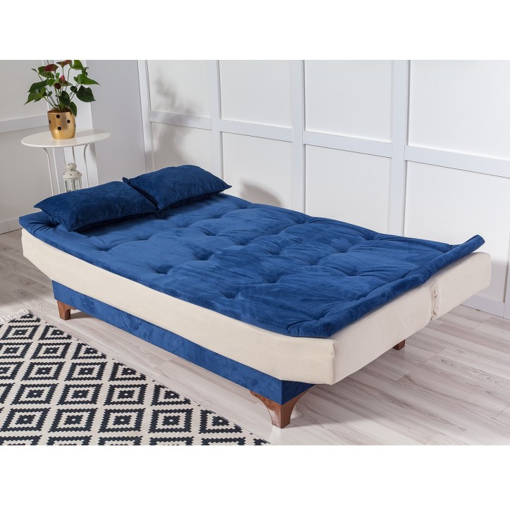 Sofá cama 3 plazas Kelebek Crema azul oscuro