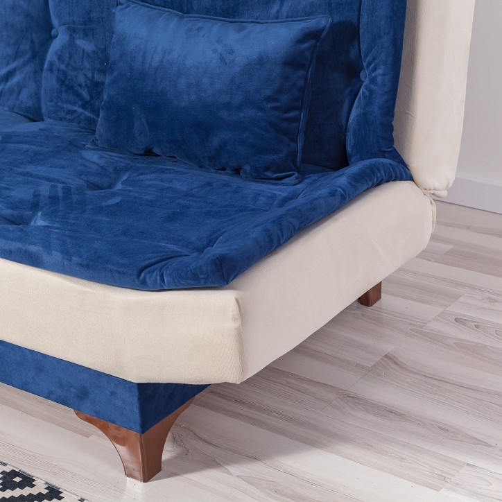 Sofá cama 3 plazas Kelebek Crema azul oscuro