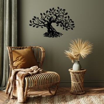 Decoración pared de metal Monumental Tree 11 negro 70x47 cm