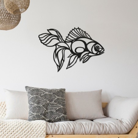 Decoración pared de metal Fish negro 50x72 cm