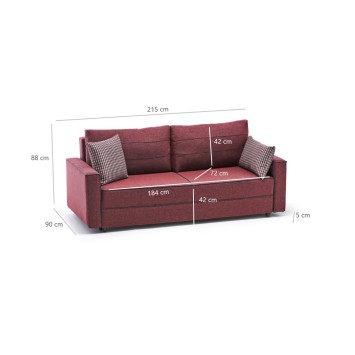 Sofá cama 3 plazas Ece Rojo burdeos - 825BLC2590