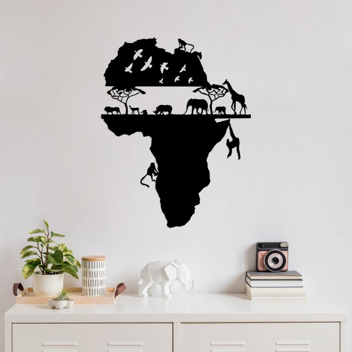 Decoración pared de metal Animal World Of Africa-529 negro 58x73 cm