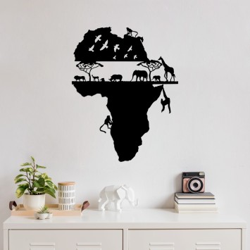 Decoración pared de metal Animal World Of Africa -529 negro 58x73 cm