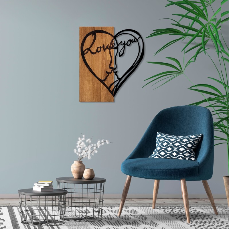 Decoración pared de madera i Love You nogal negro 54x58 cm