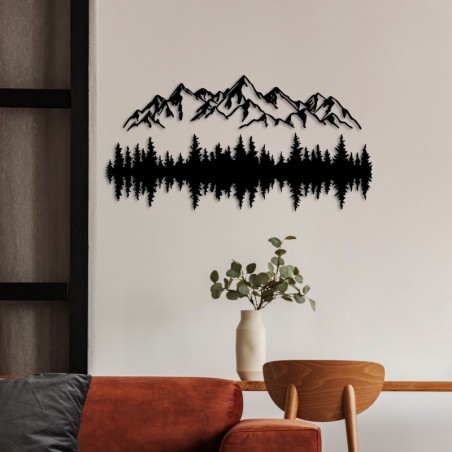 Decoración pared de metal Nature And Mountain-15 negro 62x14 cm (1 pieza)