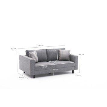 Sofá 2 plazas Kale Linen Gris - 825BLC2737