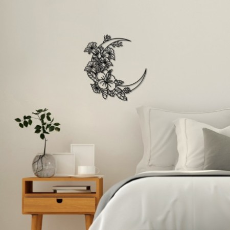 Decoración pared de metal Flower Moon 1 - M negro 50x47 cm