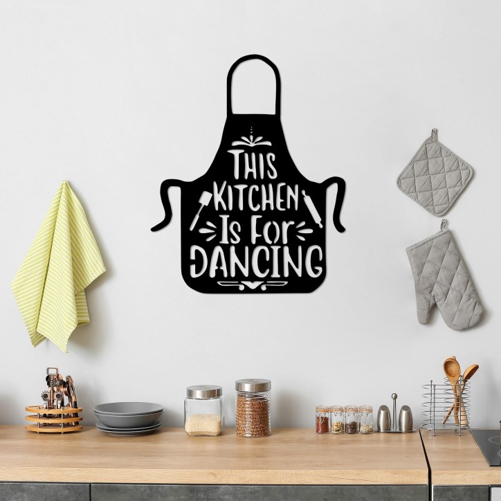 Decoración pared de metal This Kitchen Is For Dancing-459 negro 57x70 cm