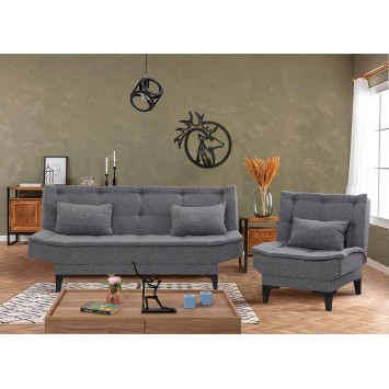 Set sofá cama sillón Santo S 94216 Gris oscuro - 867UNQ1694