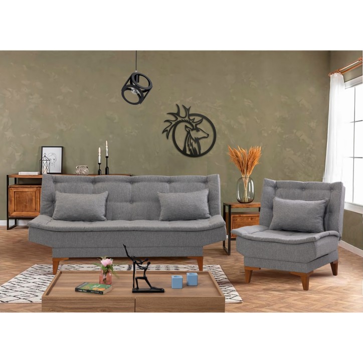 Set sofá cama sillón Santo TKM04-1008 Gris