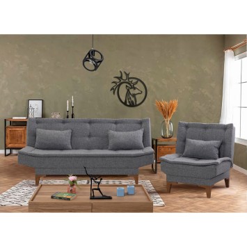 Set sofá cama sillón Santo TKM05-94216 Gris oscuro - 867UNQ1642