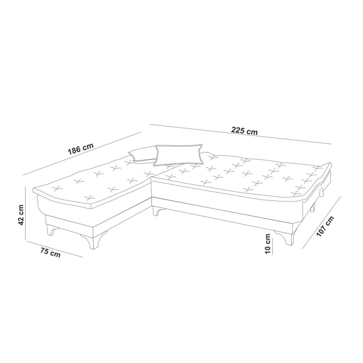 Sofá cama rinconera Kelebek izquierdo Roca